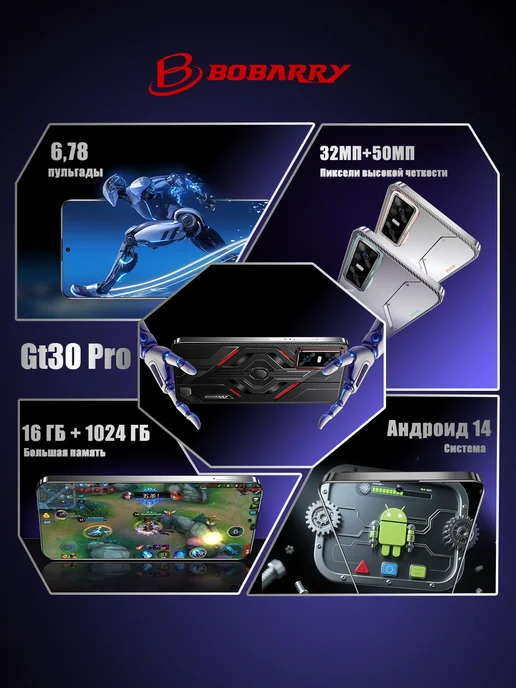 Смартфон Bobarry 2025 Gt30pro Max 16/1024 ГБ, серый, фото 3