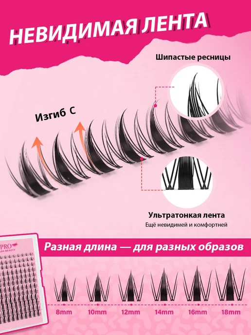 PROLASHBEAUTY Накладные ресницы пучки 144 пучков (клей в набор не входит)…, черный, фото 4