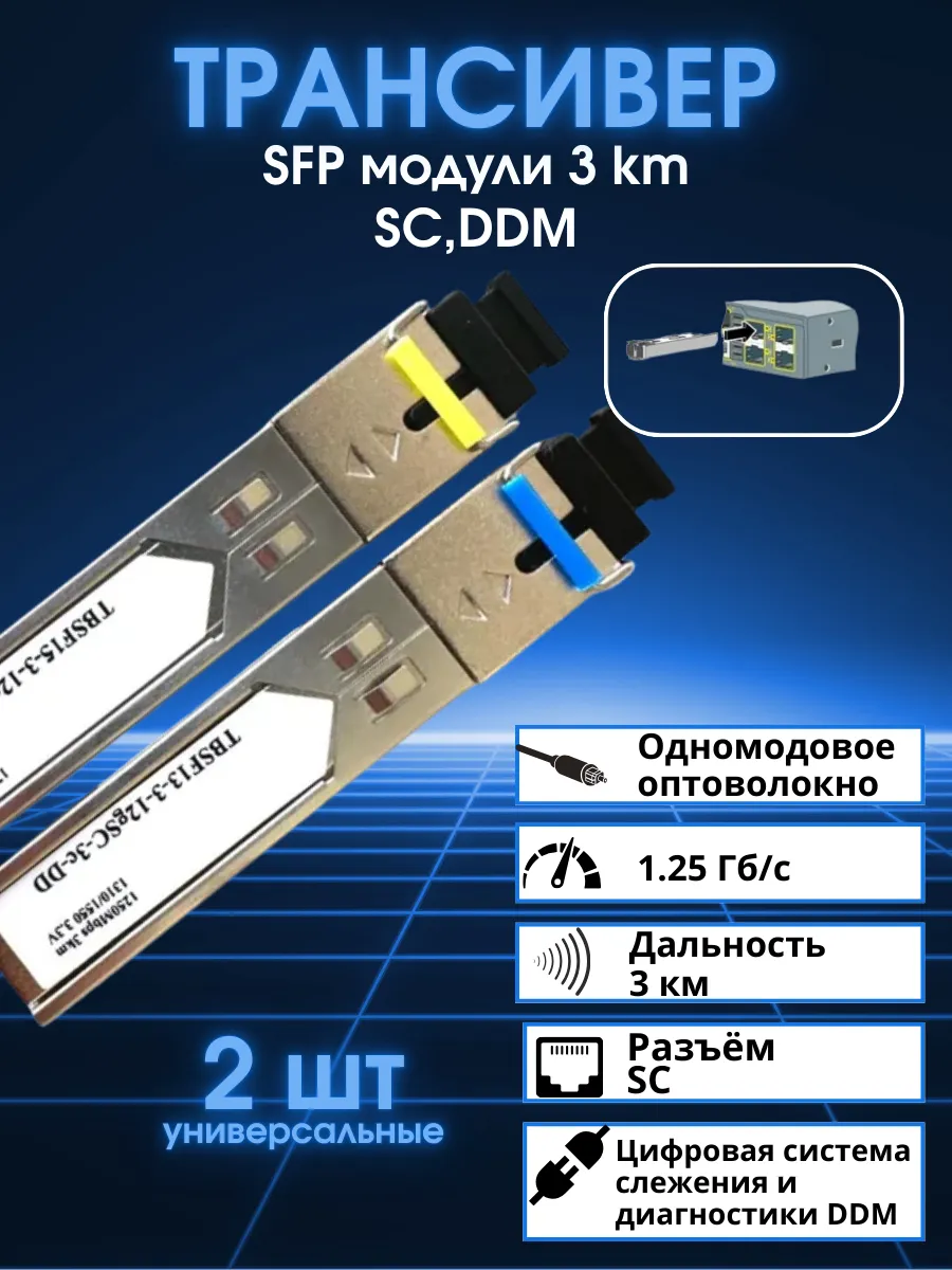 Sfp модуль 1,25Гбит/с, SC,DDM 3км