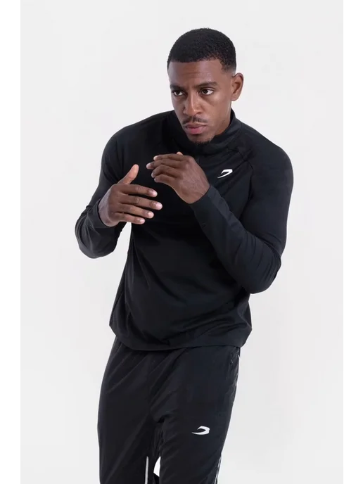 Boxraw Спортивный ZIP лонгслив Valdes с длинным рукавом, черный, фото 3