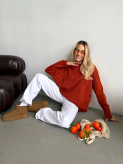 Свитер женский oversize с декоративными разрезами