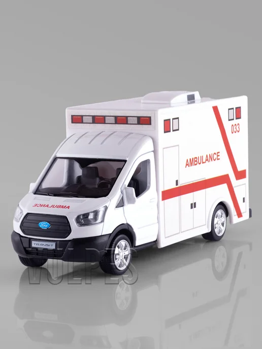 Uni-Fortune Скорая помощь машинка металлическая фургон Ford Transit 1 43, белый, фото 7