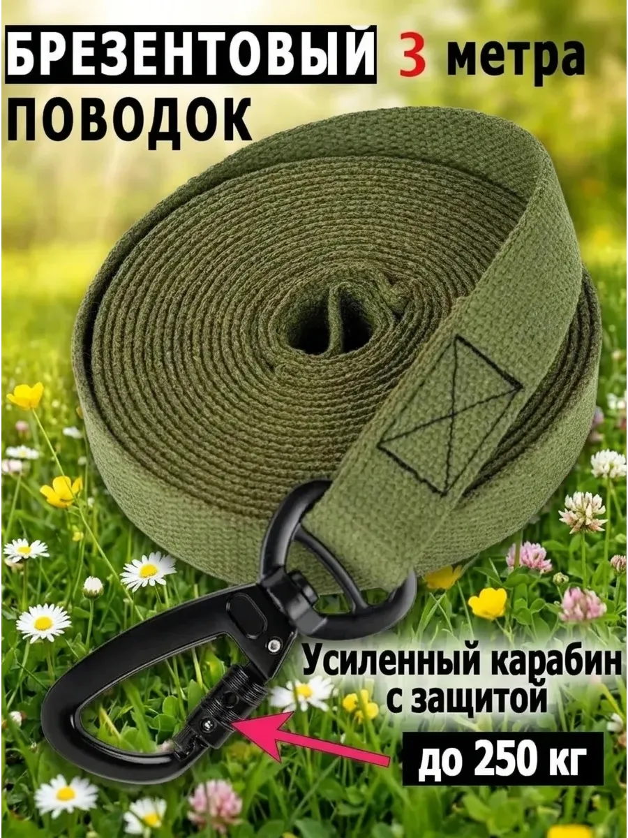Поводок для крупных пород брезентовый 3м