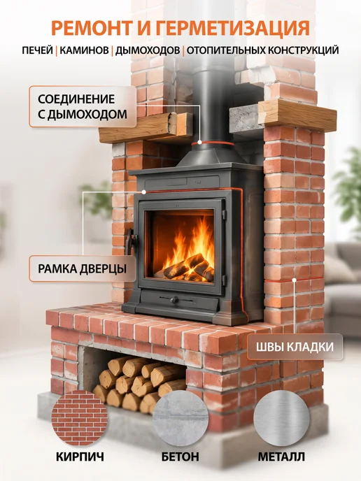 Ultima. Герметик силикатный для печей и каминов SILA PRO Max, коричневый, фото 2