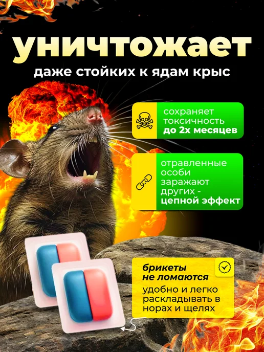 гремучая смесь Отрава для мышей и крыс, 500 гр, 2 шт, 500 г, фото 2