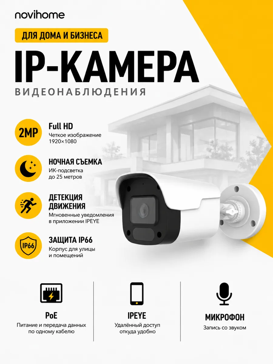 Камера видеонаблюдения уличная 3.6 мм 2 Мп PoE