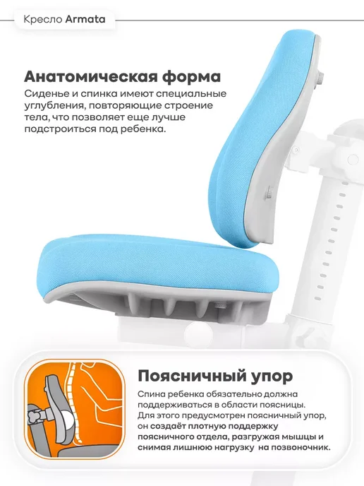 Anatomica Armata с подлокотниками кресло для школьника голубой, голубой, фото 5