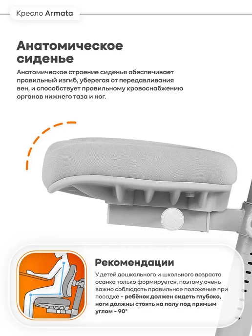 Anatomica Armata с подлокотниками кресло для школьника фиолетовый, серый, фото 4