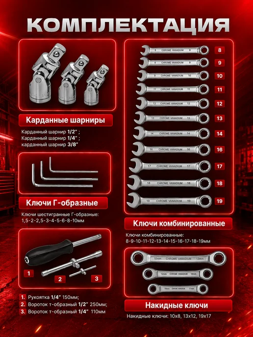DEKECR-V Набор инструментов для авто профессиональный 82 предмета, 150 предметов, фото 5