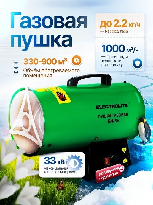 ELECTROLITE Пушка газовая тепловая GH 33, черный