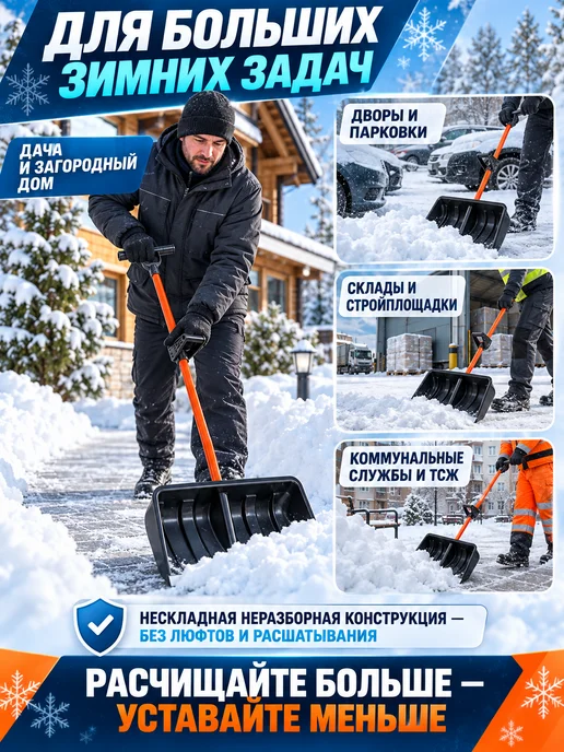ЛарЭль Лопата для снега, черный, фото 6