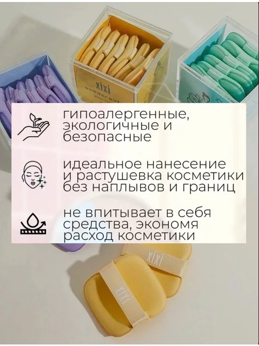 Спонжи для макияжа пуховки набор, фиолетовый, фото 2