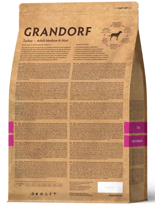 Сухой корм Grandorf' для собак, взрослые, крупные, средние, индейка, 1 кг, фото 4