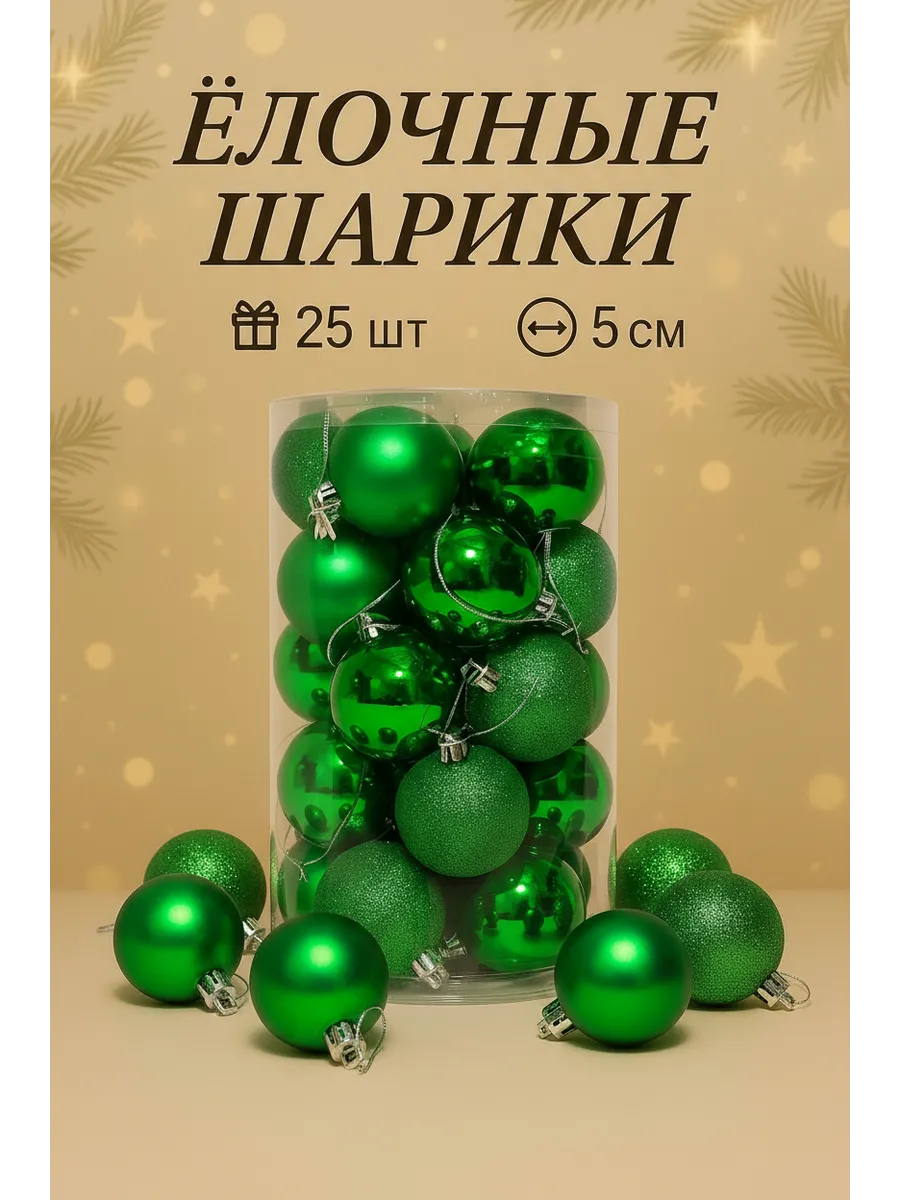 Елочные шары новогодние на елку 5см 25 шт