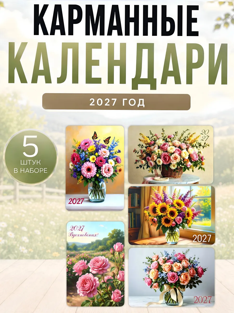 Календари карманные 2027 "Букеты" 5шт
