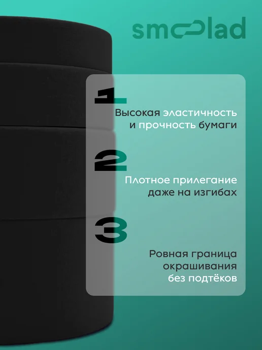 SMOOLAD Черный малярный скотч для авто 18 мм 40 метров, черный, фото 8