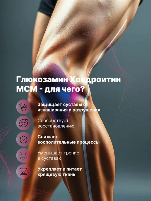 LFL "Глюкозамин Хондроитин МСМ", 120 капсул, 750 мг, 250 мл, фото 3