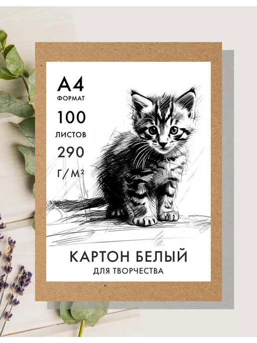 НоваАрт Картон белый для творчества А4 50 л 290 г, 100 л, 290 г