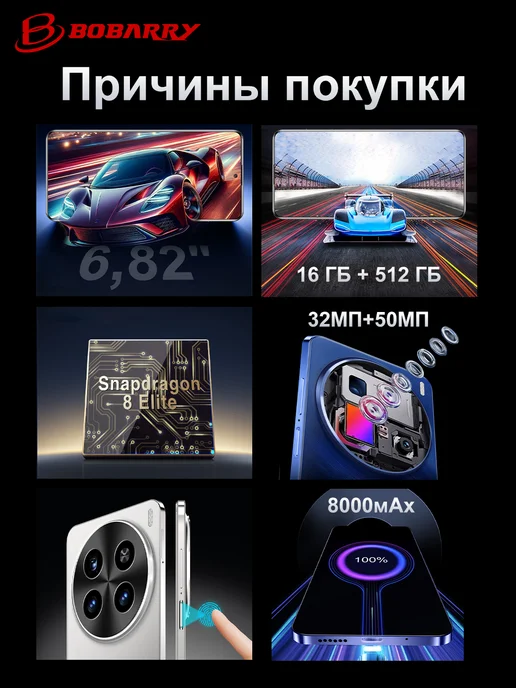 Смартфон Bobarry X200 Pro 1/512 ГБ, синий, фото 7