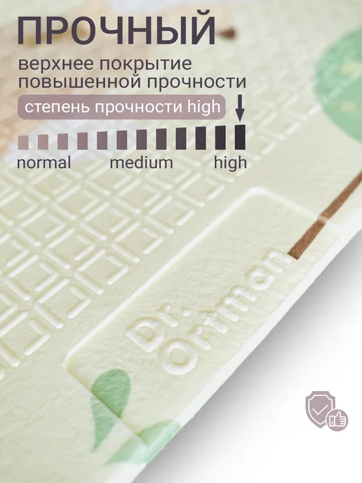 Dr.Ortman Складной коврик для ползания детский термоковрик с животными, голубой, фото 7