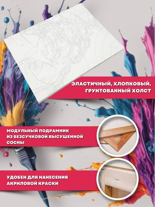БУДЬ ХУДОЖНИКОМ Картина по номерам Тату Абстракция Часы Лес Горы, белый, фото 4