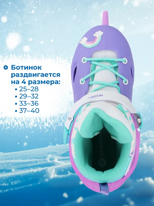 Nordway Коньки для девочек раздвижные, фиолетовый, фото 2