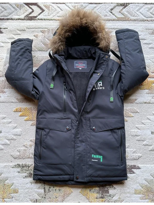 Vika kids Куртка длинная зимняя пуховик для подростка, синий, фото 2