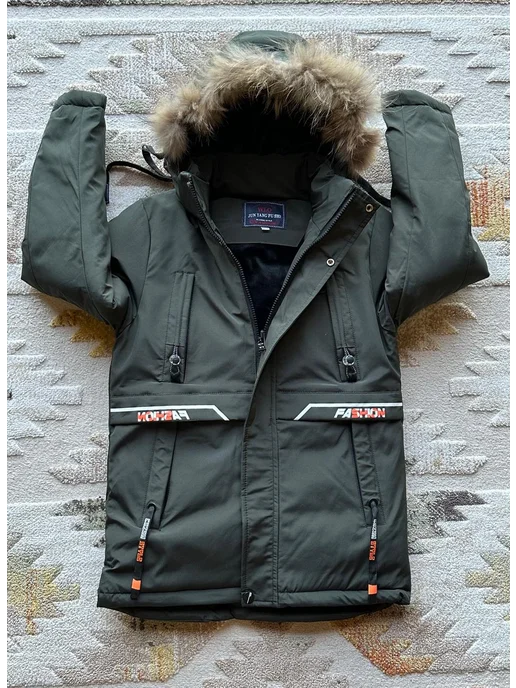 Vika kids Куртка длинная зимняя пуховик для подростка, зеленый, фото 2
