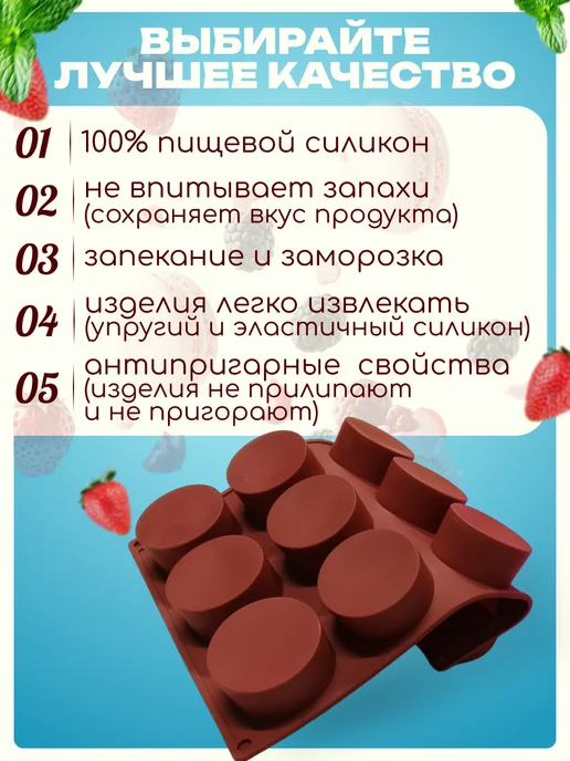 Царский кондитер Силиконовая форма для выпечки сырников и запекания котлет, розовый, фото 2