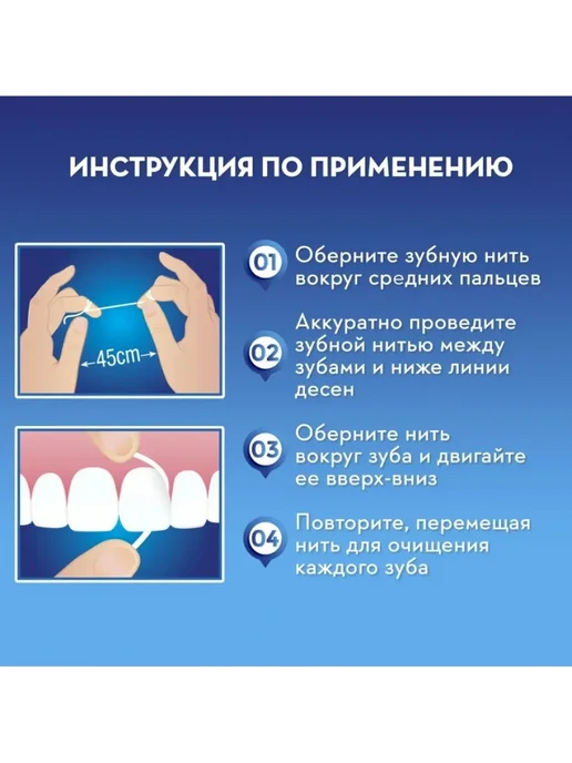 Oral-B Зубная нить Essential floss вощеная мятная 50 м 2 шт, 50 м, 2 шт, фото 4