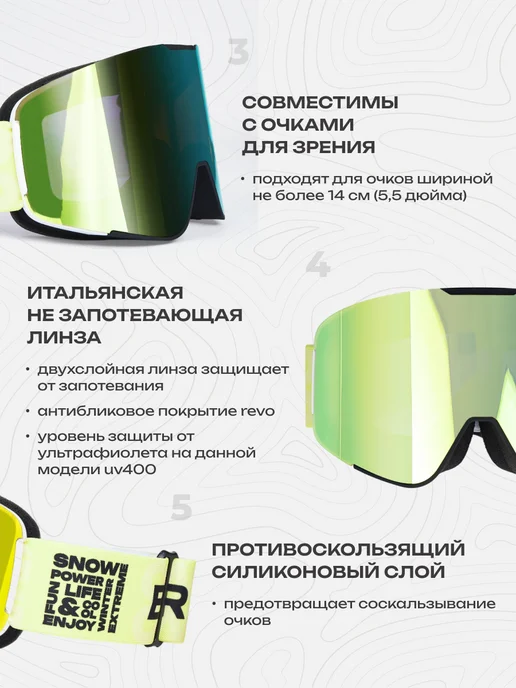 BRADE Очки горнолыжные маска для сноуборда SNOW 2, вариант, фото 8