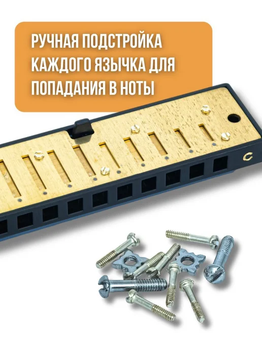 Swan Губная гармошка SW1020-3-BL, голубая, 10 отверстий, голубой, фото 3