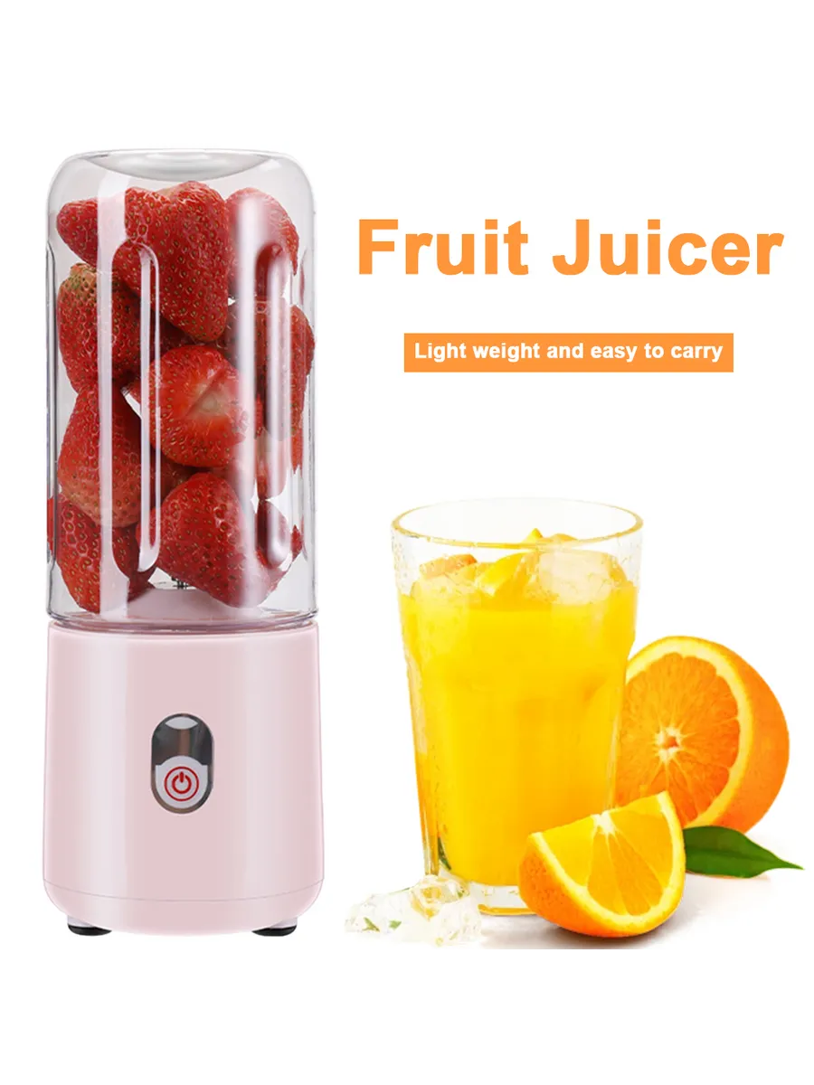 迷你榨汁机家用便携式USB插电500ml榨汁杯果汁机六刀少女粉 537625214 в интернет-магазине Wildberries. 