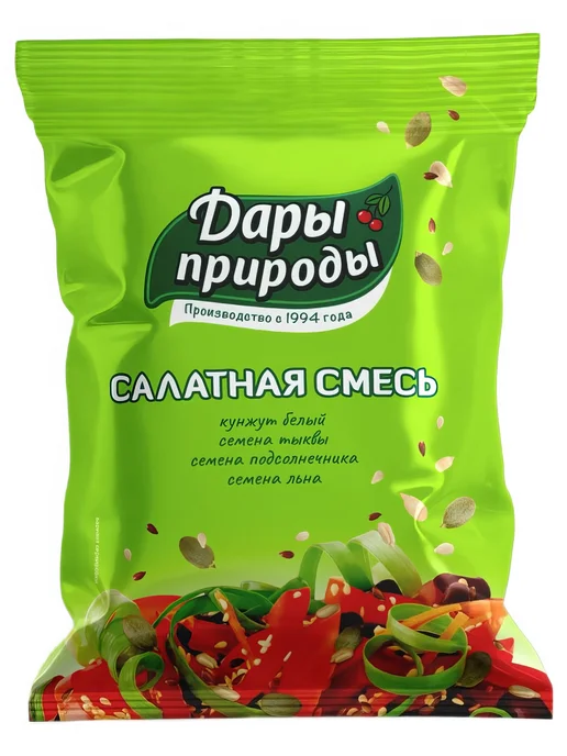 Дары природы Семена смесь для салата с кунжутом, 150г, 150 г