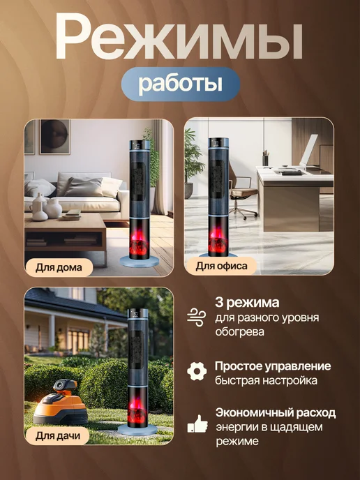 Обогреватель для дома напольный электрический, черный, фото 4