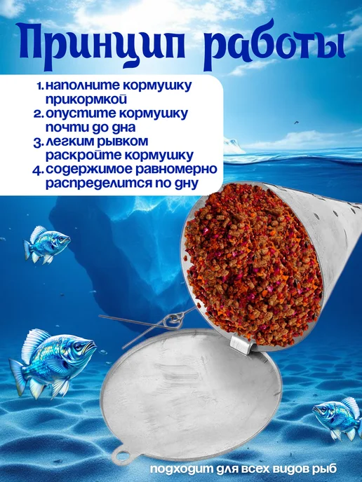 Мир рыбалки и туризма Кормушка для рыбалки отвесная с фиксатором малая 9см, серый, фото 2