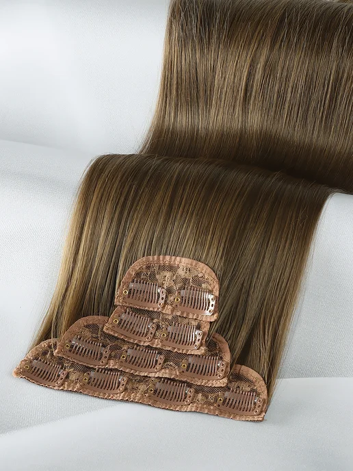 Multibraids shop Волосы на заколках накладные Пряди для наращивания, бежевый, фото 4