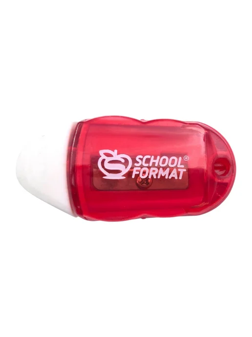 КанцИзобилие Точилка Schoolformat Smart с ластиком, красный