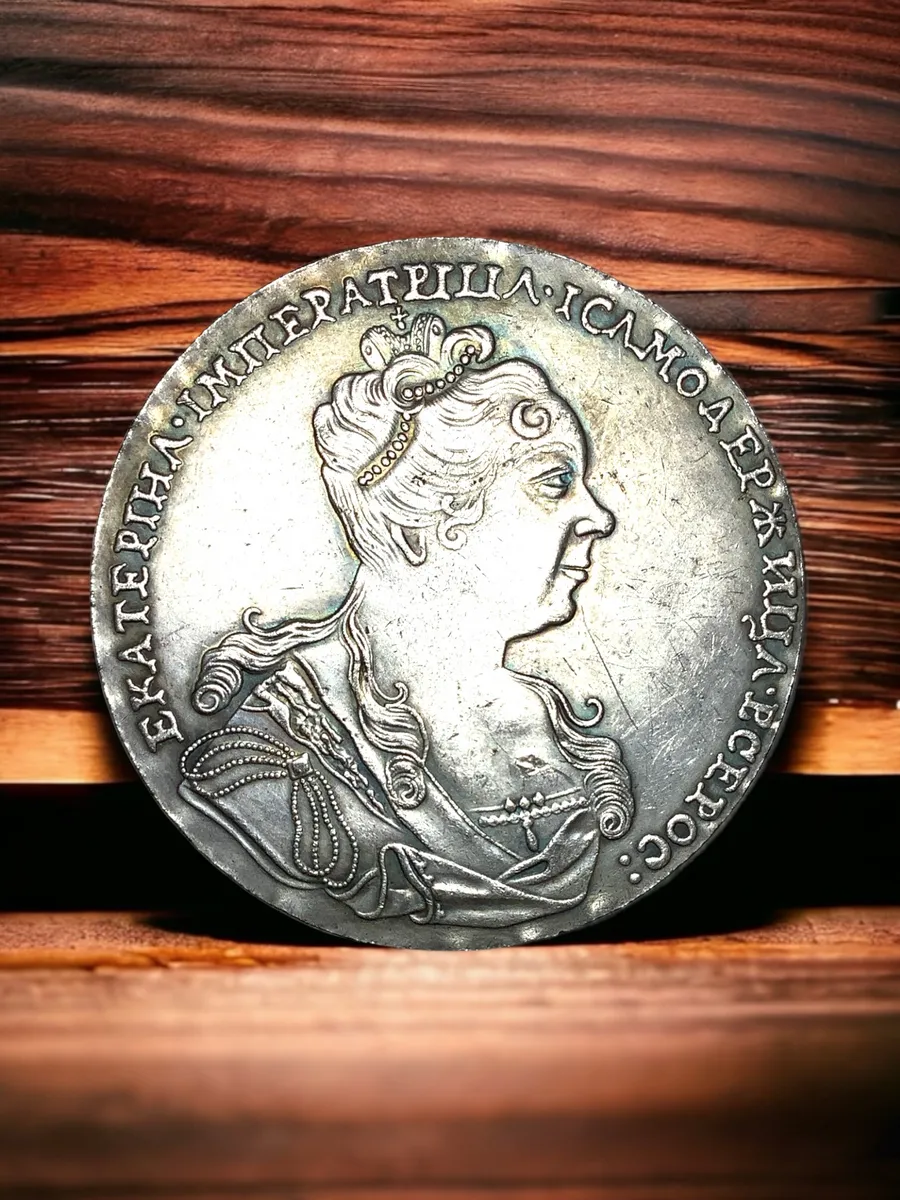 Монета Российская Империя 1 рубль 1727 года. Серебрение