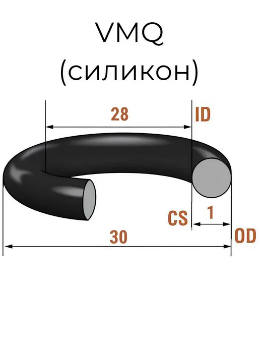 Кольцо уплотнительное 28х30x1 VMQ силикон 5 шт, 28x30x1, 5 шт, фото 2