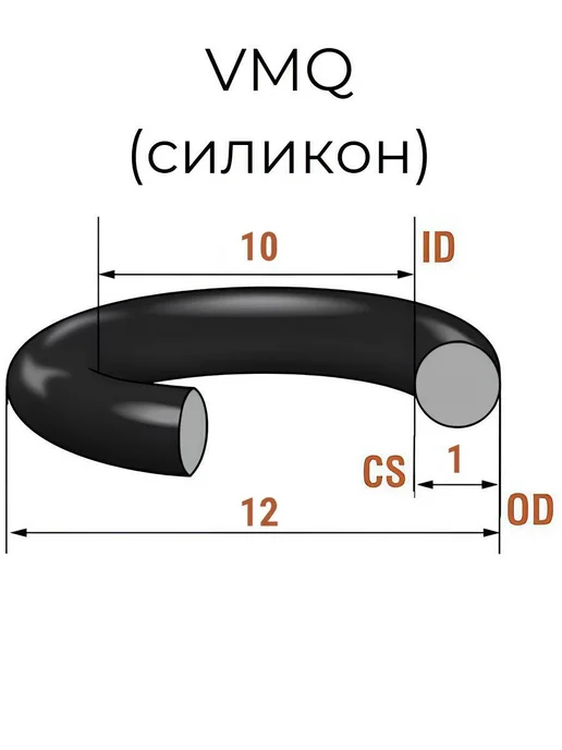 Кольцо уплотнительное 10х12x1 VMQ силикон 5 шт, 10x12x1, 5 шт, фото 2