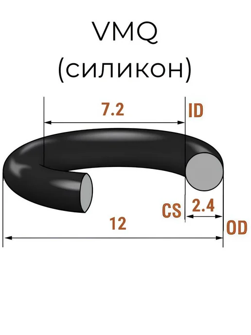 Кольцо уплотнительное 7.2х12х2.4 VMQ силикон 5 шт, 12x2.4, 5 шт, фото 2