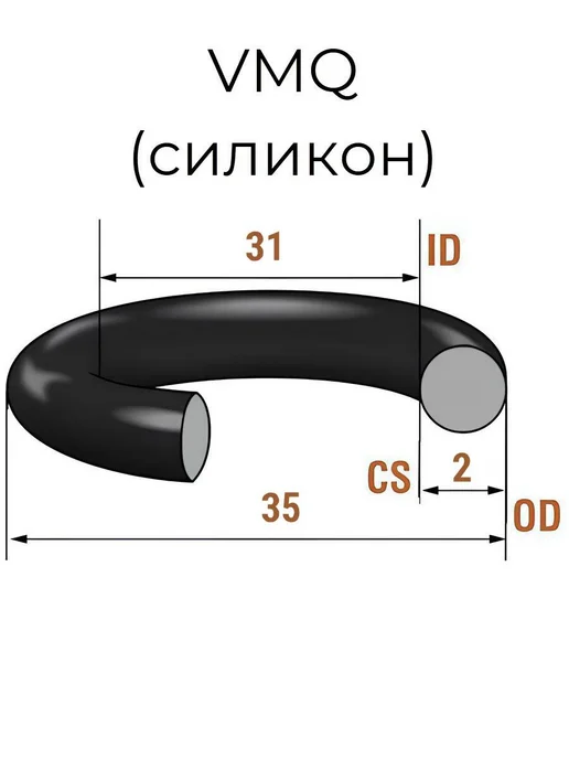 Кольцо уплотнительное 31х35x2 VMQ силикон 5 шт, 31x35x2, 5 шт, фото 2