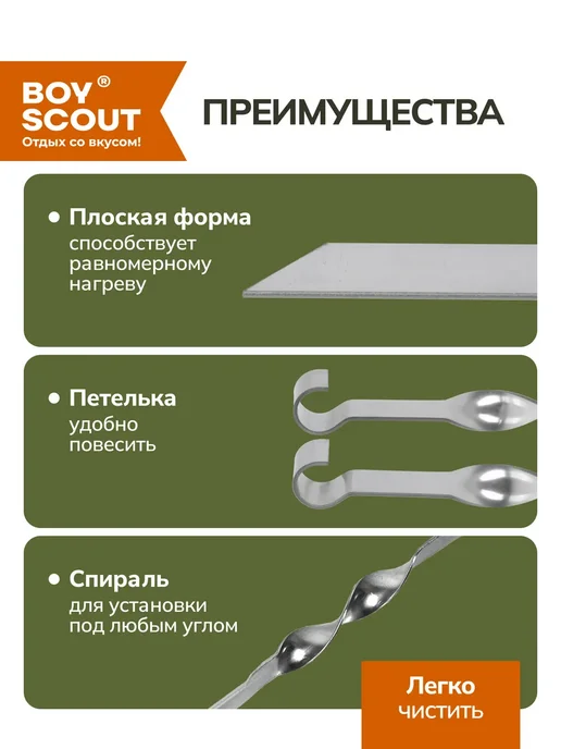 Boyscout Шампура для люля-кебаб широкие 45 см, 2 шт, 2 шт, фото 2