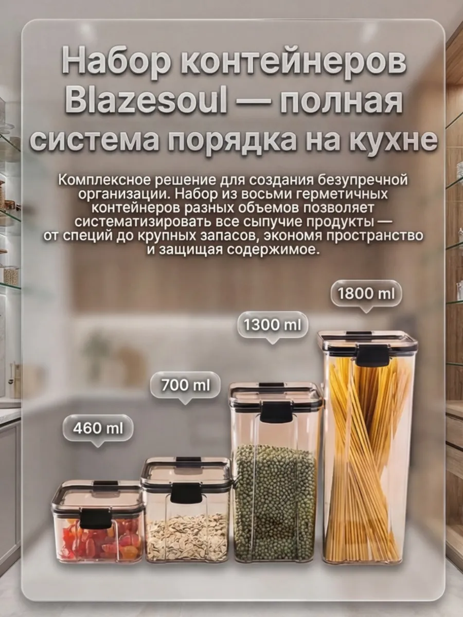 Набор контейнеров для круп банки для сыпучих 8 штук