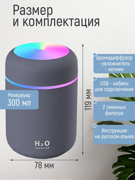 Ароматизатор увлажнитель для дома и машины автоматический, серый, фото 2