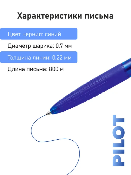 PILOT 2 шт. Ручка шариковая автомат. "Super Grip", 0,7мм, синяя, 5 шт, фото 3