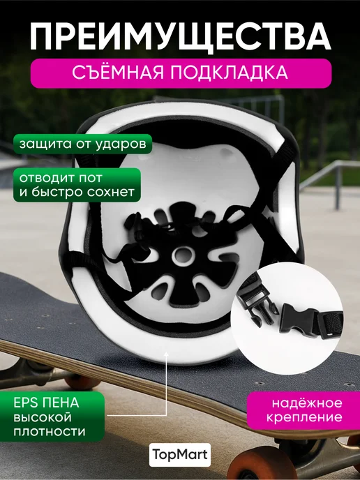 Шлем для скейтборда / самоката / велосипеда / BMX Защитный шлем для роликов детский, вариант, фото 4