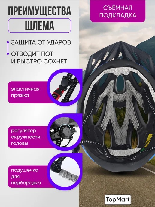 Шлем для скейтборда / самоката / велосипеда / BMX Шлем взрослый защитный - аксессуар для велосипеда, синий, фото 2