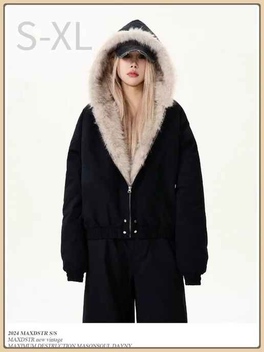 Куртка y2k с мехом - Купить в интернет магазине WildBerries.ru